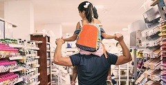 Family shopping during tax free weekend for back to school items.